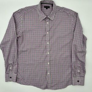 Jack Maverick Shirt Men Large L Purple Plaid Long Sleeve Cotton Regular Fit